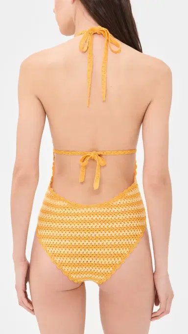 Simkhai Karoline Crochet Halter One Piece Mango Multi L | Thumbnail 3