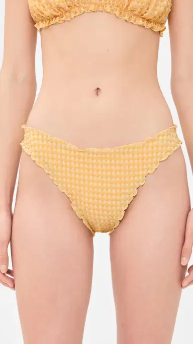 SIMKHAI Maelie Seersucker Ruched Bikini Bottoms ango ulti | Thumbnail 2