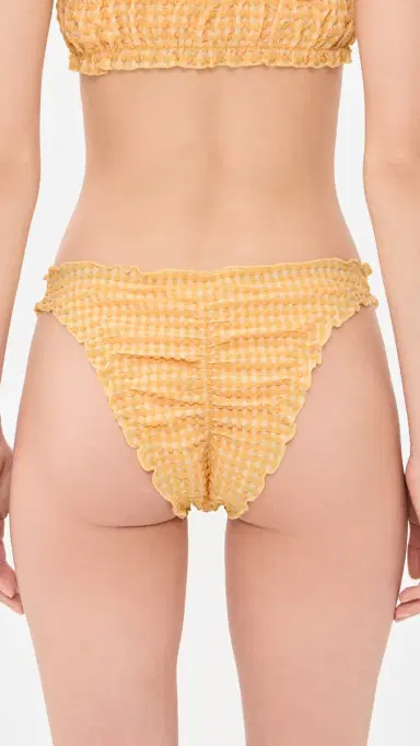 SIMKHAI Maelie Seersucker Ruched Bikini Bottoms ango ulti | Thumbnail 3