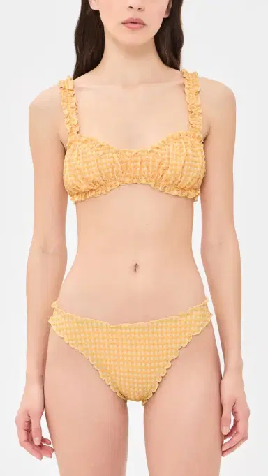 SIMKHAI Maelie Seersucker Ruched Bikini Bottoms ango ulti | Thumbnail 4