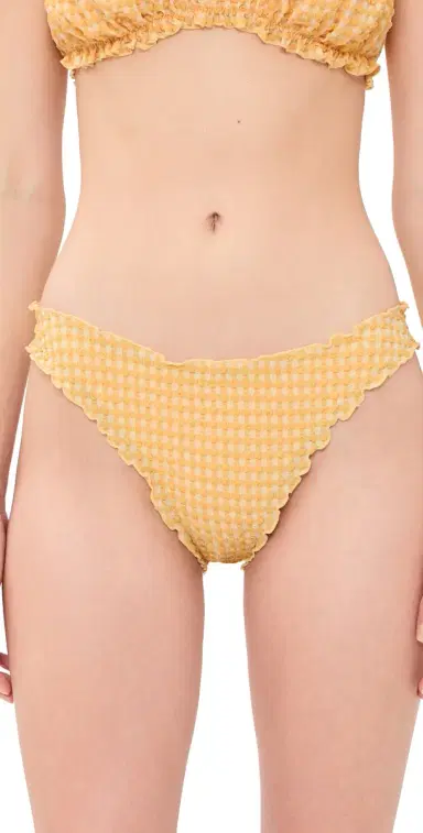 SIMKHAI Maelie Seersucker Ruched Bikini Bottoms ango ulti | Thumbnail 1
