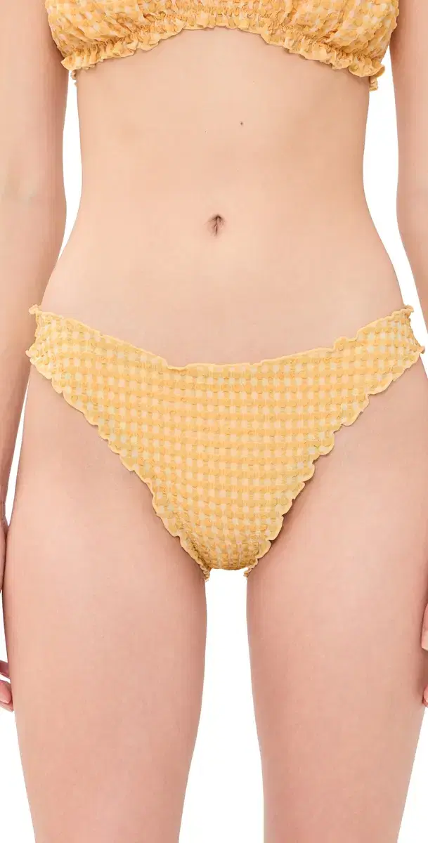 SIMKHAI aelie Seersucker Ruched Bikini Bottoms ango ulti