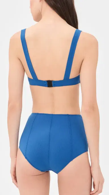 Lisa Marie Fernandez Magdalena High Waist Bikini Set Cobalt Blue Crepe | Thumbnail 3