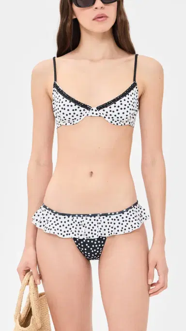 Leslie Amon Maya Polka Bikini Top White Polka | Thumbnail 5