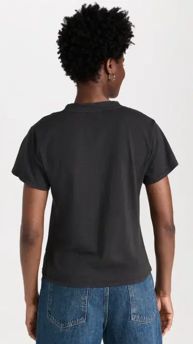 perfectwhitetee Hendrix Cotton Boxy V Neck Tee Vintage Black | Thumbnail 3