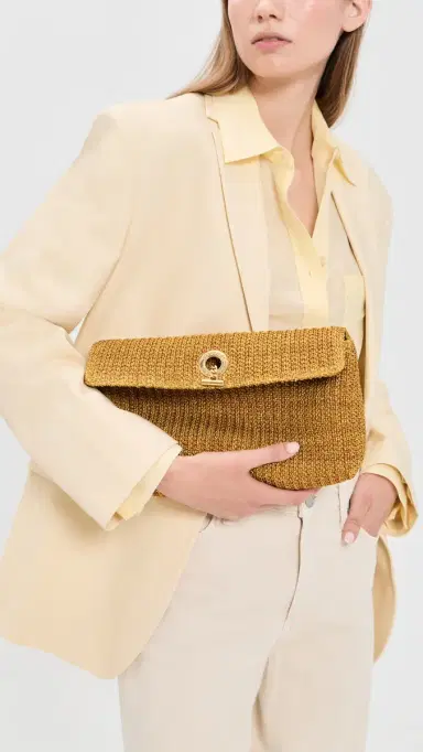 Veronica Beard Raffia Anchor Clutch Gold | Thumbnail 3