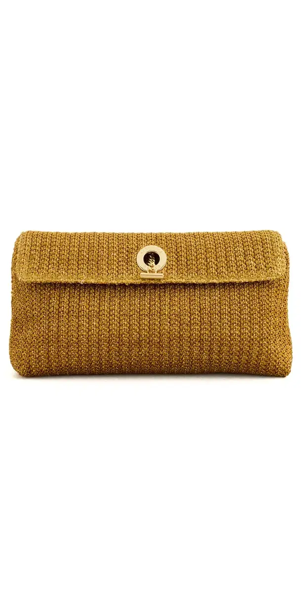 Veronica Beard Raffia Anchor Clutch Gold One Size