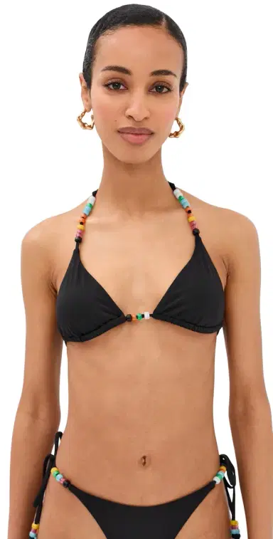 STAUD Lido Triangle Bikini Top Black | Thumbnail 1 STAUD Lido Triangle Bikini Top Black | Thumbnail 1