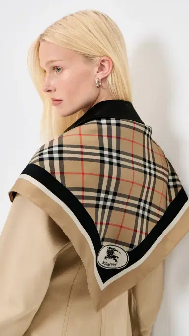 Burberry Check Silk Scarf Sand One Size | Thumbnail 3