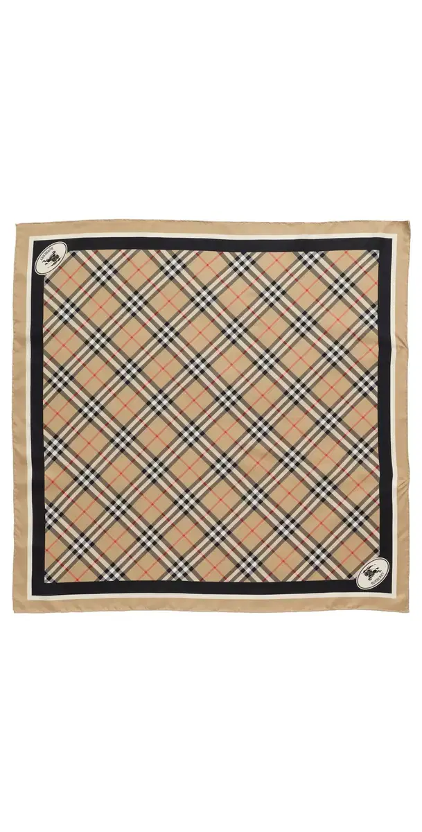 Burberry Check Silk Scarf Sand One Size