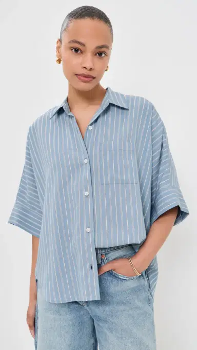 Citizens of Humanity Claire Origami Button Down Shirt Capri tripe | Thumbnail 2