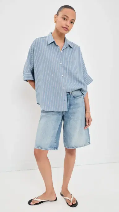 Citizens of Humanity Claire Origami Button Down Shirt Capri tripe | Thumbnail 5