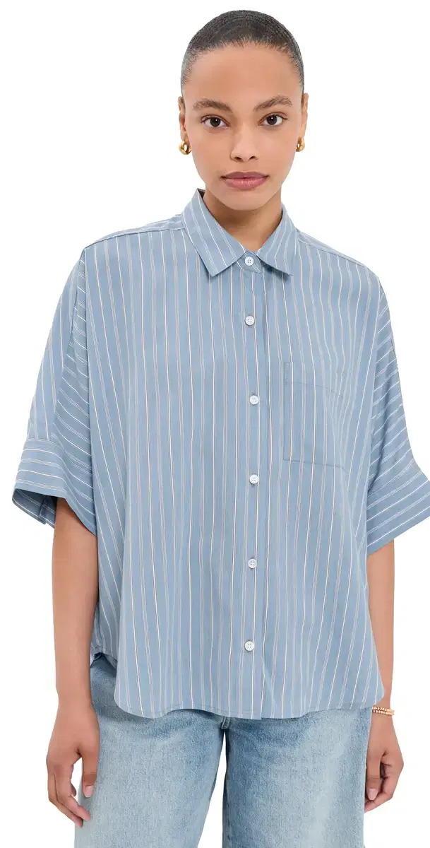 Claire Origami Button Down Shirt Capri Stripe