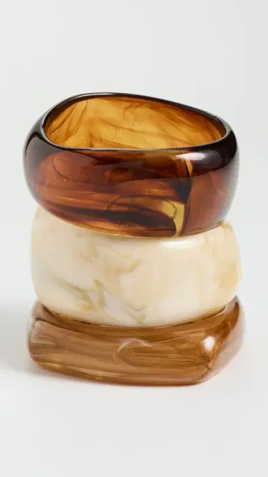 By Adina Eden Caramel Swirl Resin Bangle Set Multi-Color | Thumbnail 2