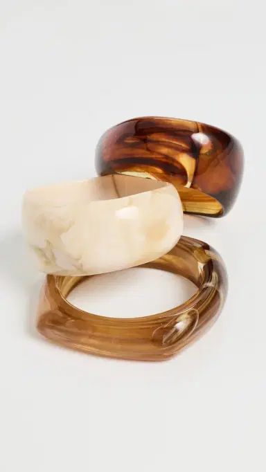 By Adina Eden Caramel Swirl Resin Bangle Set Multi-Color | Thumbnail 4