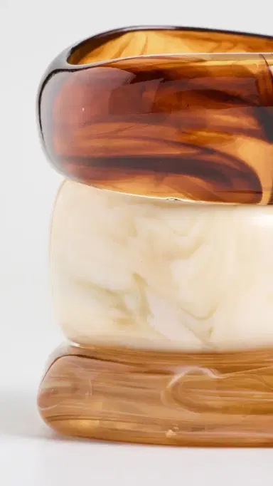By Adina Eden Caramel Swirl Resin Bangle Set Multi-Color | Thumbnail 5