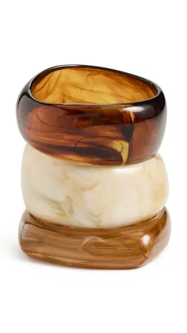 By Adina Eden Caramel Swirl Resin Bangle Set Multi-Color | Thumbnail 6