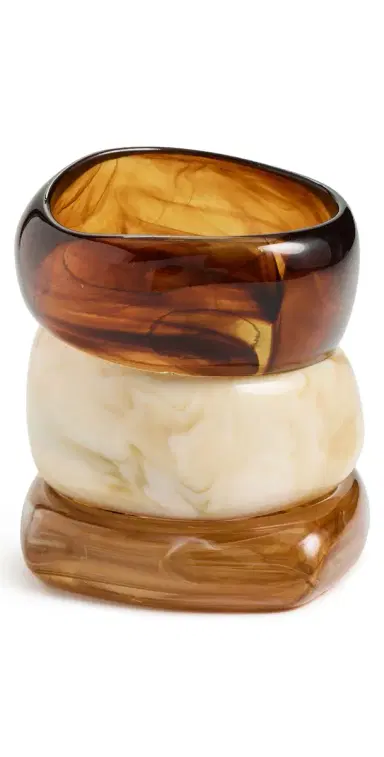 By Adina Eden Caramel Swirl Resin Bangle Set Multi-Color | Thumbnail 1