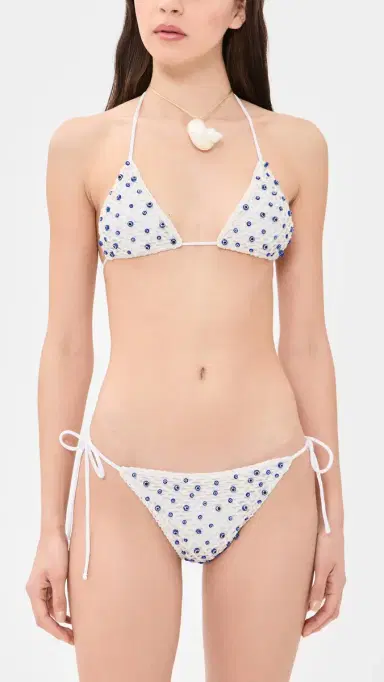 Leslie Amon Micro Eye Bikini Bottoms White And Blue | Thumbnail 4 Leslie Amon Micro Eye Bikini Bottoms White And Blue | Thumbnail 4