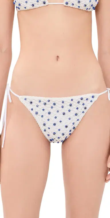 Leslie Amon Micro Eye Bikini Bottoms White And Blue | Thumbnail 1 Leslie Amon Micro Eye Bikini Bottoms White And Blue | Thumbnail 1