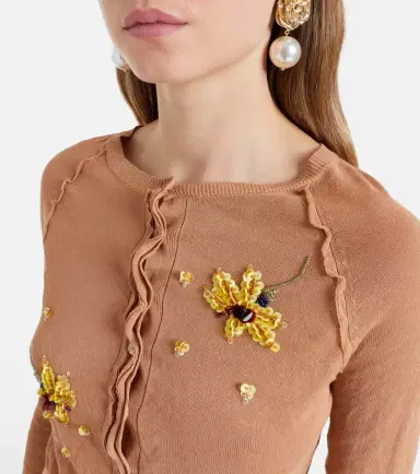 SHUSHU/TONG Beaded floral cotton-blend cardigan | Thumbnail 2