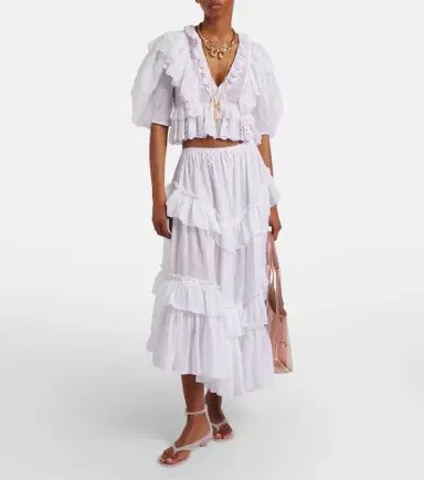 Chloé Chloé Embroidered ruffled cotton top | Thumbnail 3