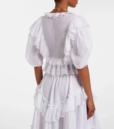 Chloé Chloé Embroidered ruffled cotton top | Thumbnail 4