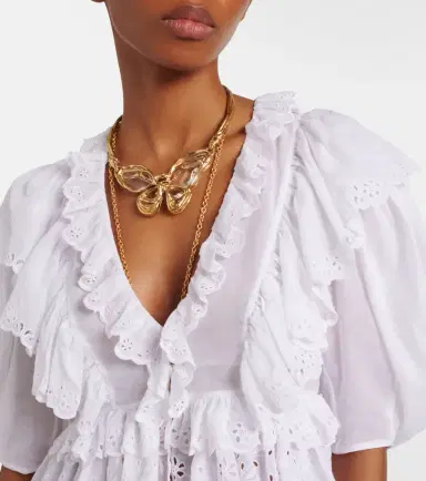 Chloé Chloé Embroidered ruffled cotton top | Thumbnail 5