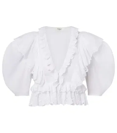 Chloé Chloé Embroidered ruffled cotton top | Thumbnail 1