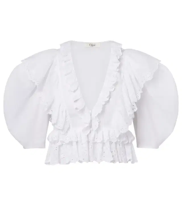 Chloe Chloé Embroidered ruffled cotton top