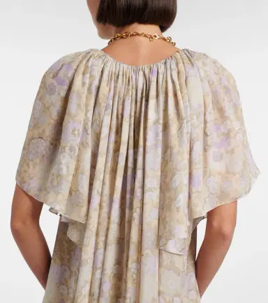 Chloé Chloé Floral ruffled silk charmeuse minidress | Thumbnail 2