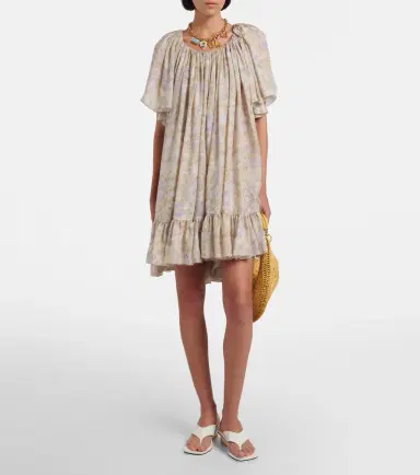 Chloé Chloé Floral ruffled silk charmeuse minidress | Thumbnail 3