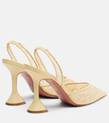 Amina Muaddi Holli leather-trimmed lace slingback pumps | Thumbnail 3 Amina Muaddi Holli leather-trimmed lace slingback pumps | Thumbnail 3