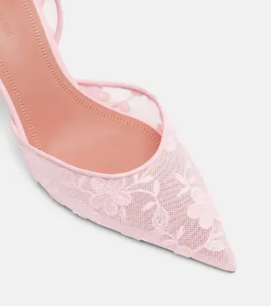 Amina Muaddi Holli leather-trimmed lace slingback pumps | Thumbnail 3 Amina Muaddi Holli leather-trimmed lace slingback pumps | Thumbnail 3