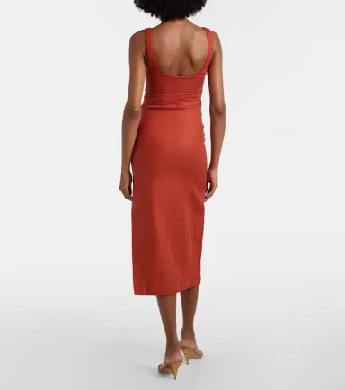 SIR. Draped linen midi dress | Thumbnail 4 SIR. Draped linen midi dress | Thumbnail 4