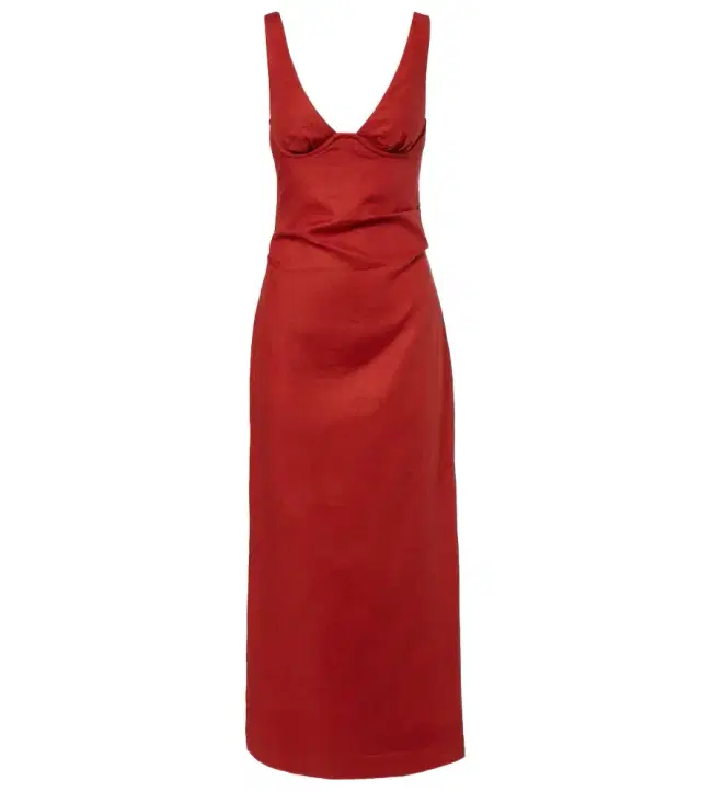 SIR Draped linen midi dress