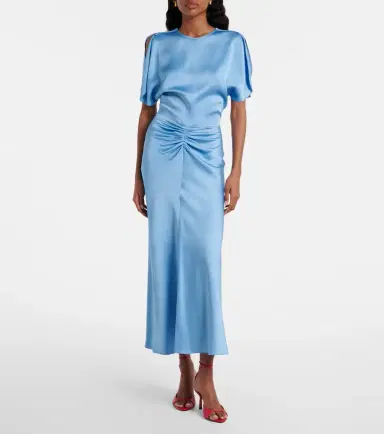 Victoria Beckham Gathered satin midi dress | Thumbnail 4