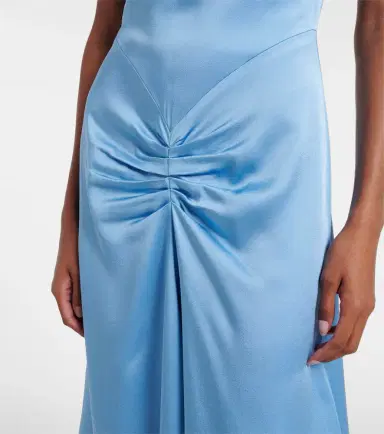 Victoria Beckham Gathered satin midi dress | Thumbnail 2 Victoria Beckham Gathered satin midi dress | Thumbnail 2
