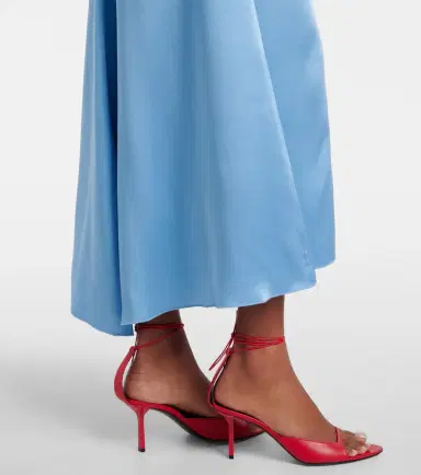 Victoria Beckham Gathered satin midi dress | Thumbnail 4 Victoria Beckham Gathered satin midi dress | Thumbnail 4