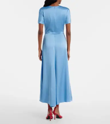 Victoria Beckham Gathered satin midi dress | Thumbnail 5 Victoria Beckham Gathered satin midi dress | Thumbnail 5