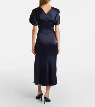 Victoria Beckham Bela gathered satin midi dress | Thumbnail 5