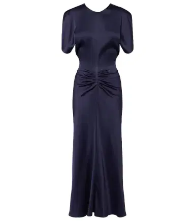 Victoria Beckham Bela gathered satin midi dress | Thumbnail 1