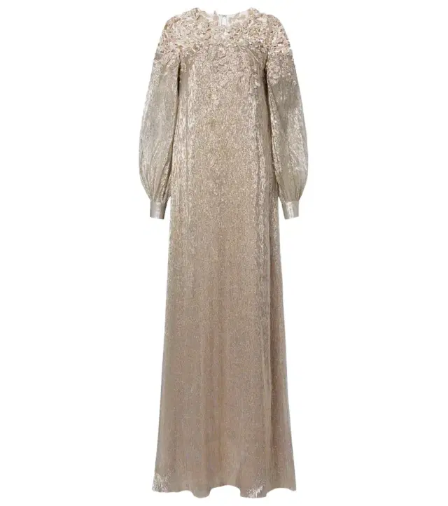 Embellished silk-blend gown