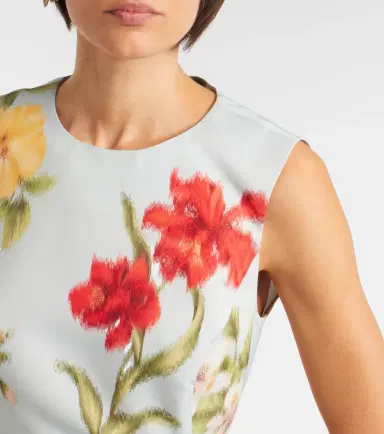Oscar de la Renta Belted floral faille cocktail dress | Thumbnail 4 Oscar de la Renta Belted floral faille cocktail dress | Thumbnail 4