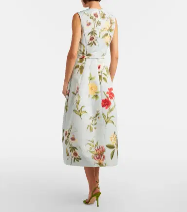 Oscar de la Renta Belted floral faille cocktail dress | Thumbnail 6 Oscar de la Renta Belted floral faille cocktail dress | Thumbnail 6
