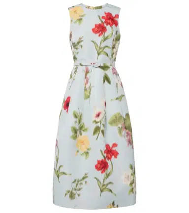 Oscar de la Renta Belted floral faille cocktail dress | Thumbnail 1 Oscar de la Renta Belted floral faille cocktail dress | Thumbnail 1