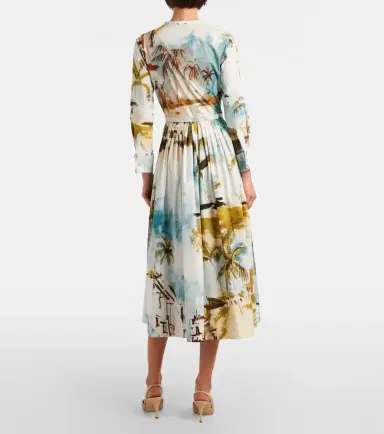 Oscar de la Renta Pleated printed cotton-blend cocktail dress | Thumbnail 2 Oscar de la Renta Pleated printed cotton-blend cocktail dress | Thumbnail 2