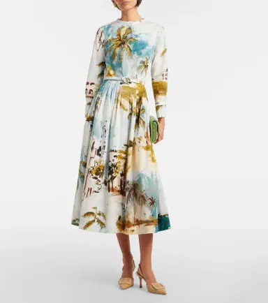 Oscar de la Renta Pleated printed cotton-blend cocktail dress | Thumbnail 4 Oscar de la Renta Pleated printed cotton-blend cocktail dress | Thumbnail 4