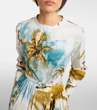 Oscar de la Renta Pleated printed cotton-blend cocktail dress | Thumbnail 5 Oscar de la Renta Pleated printed cotton-blend cocktail dress | Thumbnail 5