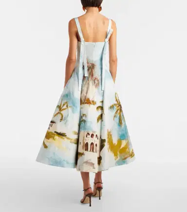 Oscar de la Renta Printed cotton-blend poplin midi dress | Thumbnail 4